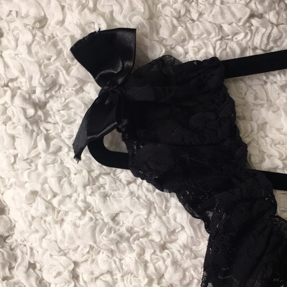 Black Lace & Satin Bows Lingerie Top - Picture 10 of 11